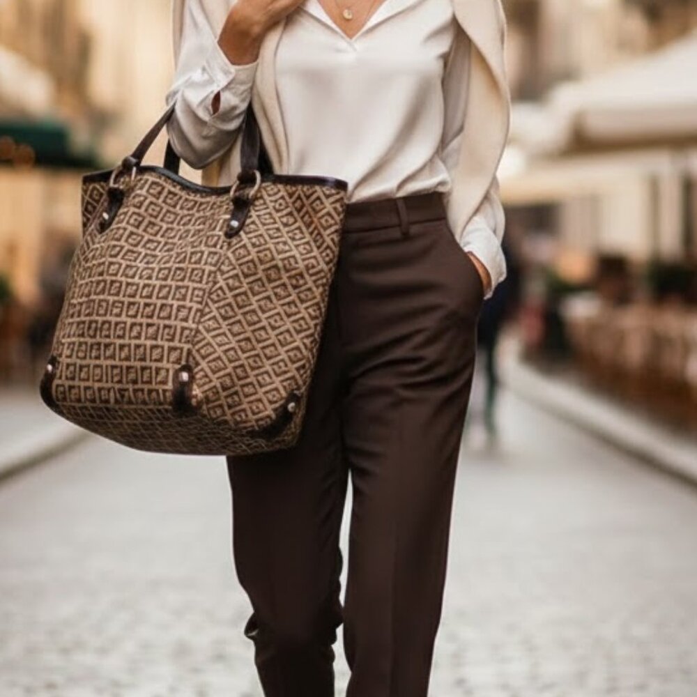 AUTHENTIC Fendi Tote Bag Black Nylon
